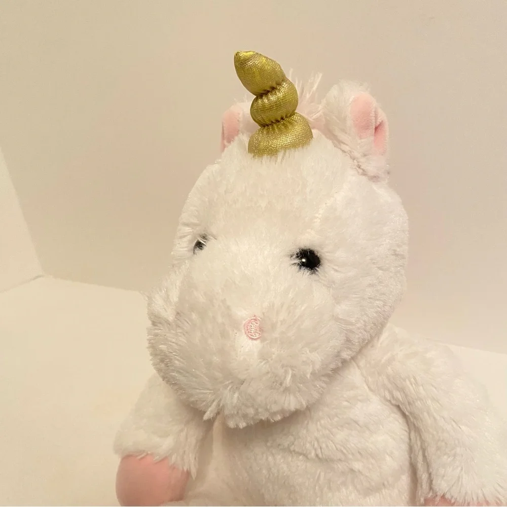 Unicorn Plush White With Gold Horn Stuffed Animal Toy